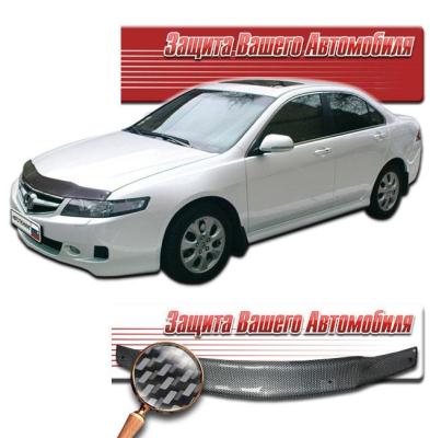 Дефлектор капота Шелкография "карбон" серебро Honda Accord 2006.