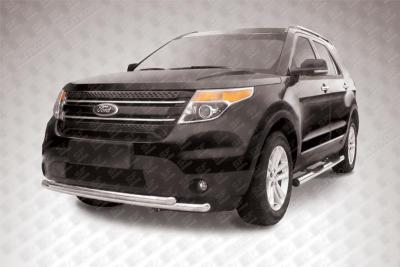 Защита переднего бампера d57+d57 двойная Ford Explorer 2012.