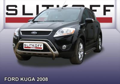 Кенгурятник d57 низкий  с "мини" Ford Kuga 2008.