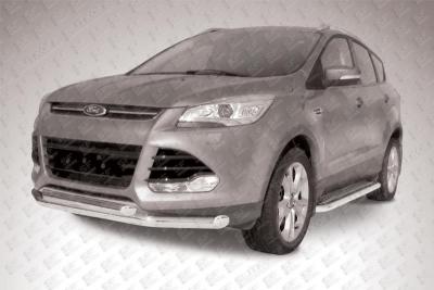 Защита переднего бампера d76+d57 двойная Ford Kuga 2013.