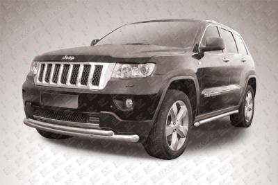 Защита переднего бампера d76+d57 двойная радиусная Jeep Grand Cherokee.