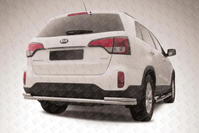 Защита заднего бампера d57+d42 двойная KIA SORENTO 2013.