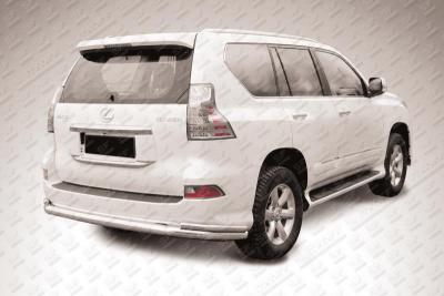 Защита заднего бампера d76+d42 двойная Lexus GX460 2013.