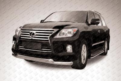 Защита переднего бампера d76+d76 двойная Lexus LX570 2012.