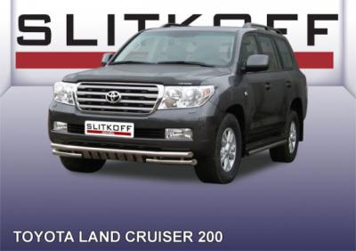 Защита переднего бампера d57+d57 двойная с защитой картера Toyota Land cruiser 200.