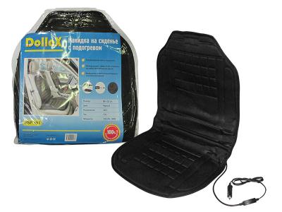 Накидка на сиденье с подогревом DolleX, 980 х 520 мм со спинкой, регулятором, черная .