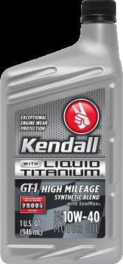 Kendall KENDALL GT-1® HIGH MILEAGE SYNTHETIC BLEND MOTOR OIL WITH LIQUID TITANIUM® SAE 10W40 .