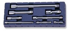 Иконка:Комплект удлинителей 1/4" - 50,75,150 мм 3/8" - 75,150, 1/2"DR - 75,125,250 мм, 8 предметов .